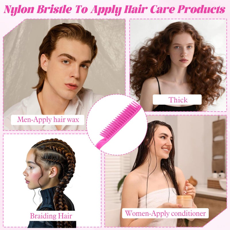 Exclaith 3 Row Hair Comb for Natural Detangling, 4PCS Rat Tail Styling Comb Set Nylon Bristle Unbraider Teasing Combs for Defining Curls and Sectioning Hair - Image 3
